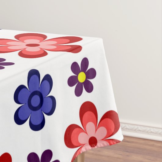 Boho Blue Purple Red Flowers Large Tablecloth テーブルクロス (インサイチュ)