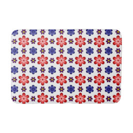 Boho Blue Purple Red Flowers Medium Bath Mat バスマット