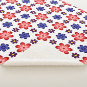 Boho Blue Purple Red Flowers Medium Sherpa Blanket シェルパブランケット (3/4)
