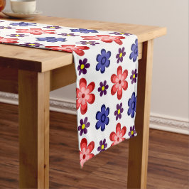 Boho Blue Purple Red Flowers Medium Table Runner ミディアムテーブルランナー