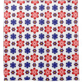 Boho Blue Purple Red Flowers Shower Curtain シャワーカーテン (正面)