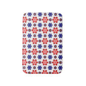 Boho Blue Purple Red Flowers Small Bath Mat バスマット (正面縦)