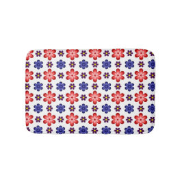 Boho Blue Purple Red Flowers Small Bath Mat バスマット