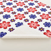 Boho Blue Purple Red Flowers Small Sherpa Blanket シェルパブランケット (3/4)