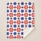 Boho Blue Purple Red Flowers Small Sherpa Blanket シェルパブランケット (正面)