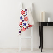 Boho Blue Purple Red Flowers Small Sherpa Blanket シェルパブランケット (インサイチュ)