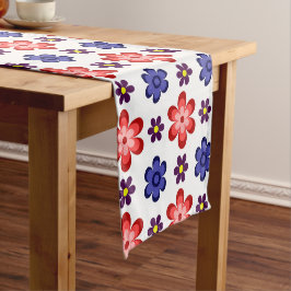 Boho Blue Purple Red Flowers Small Table Runner ショートテーブルランナー