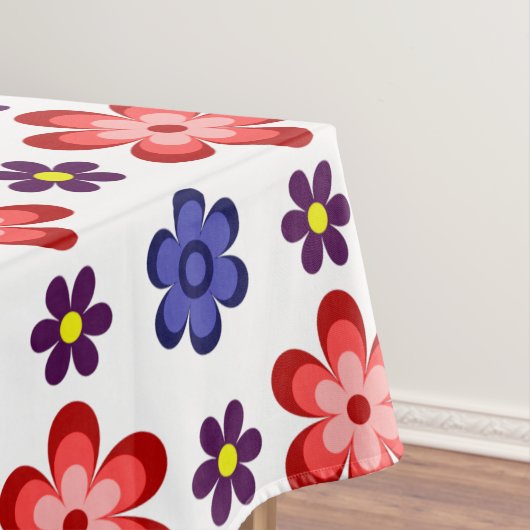 Boho Blue Purple Red Flowers Small Tablecloth テーブルクロス (インサイチュ)