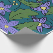 Boho Blue & Teal Floral Botanical Wrapping Paper  ラッピングペーパー (角)
