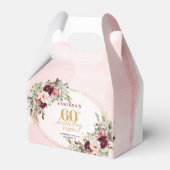 Boho Blush Burgundy Gold Floral 60th Gift Box フェイバーボックス (正面サイド)