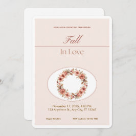 Boho Blush Fall Romance Floral Wedding Invitation 招待状