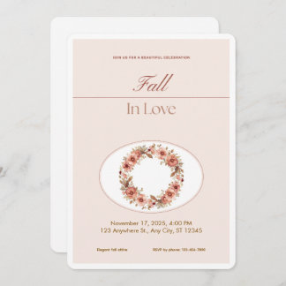 Boho Blush Fall Romance Floral Wedding Invitation 招待状
