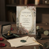 Boho Blush Floral Gold Wedding Invite 招待状