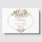 Boho Blush Floral Greenery Wedding Guest Book ゲストブック (正面)
