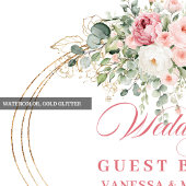Boho Blush Floral Greenery Wedding Guest Book ゲストブック