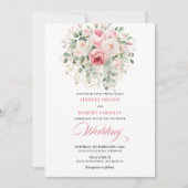 Boho Blush Floral Greenery Wedding Invitation 招待状 (正面)