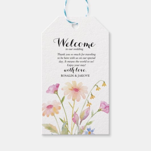 Boho Blush Floral Wedding Invitation ギフトタグ (正面)