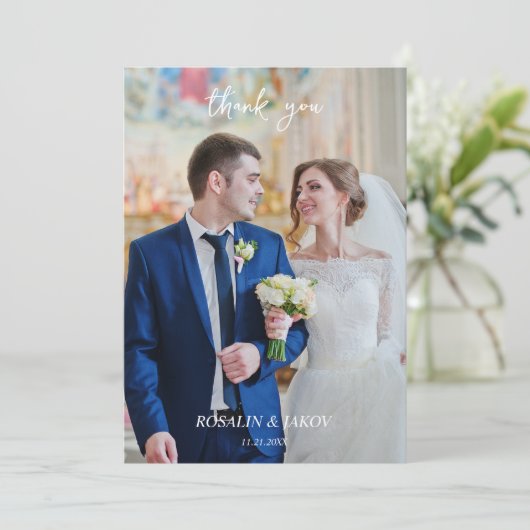 Boho Blush Floral Wedding Invitation サンキューカード (スタンド正面)