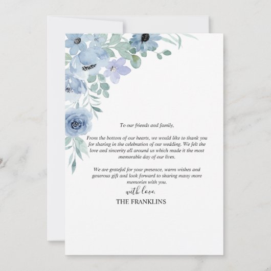 Boho Blush Floral Wedding Invitation サンキューカード (裏面)