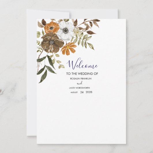 Boho Blush Floral Wedding Invitation シーズンカード (正面)