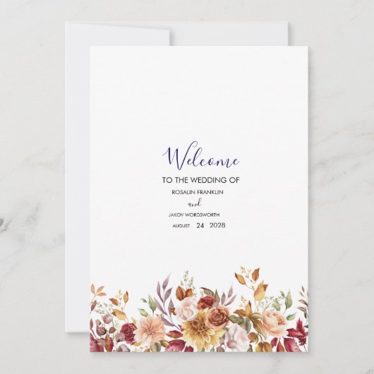 Boho Blush Floral Wedding Invitation シーズンカード (正面)