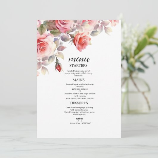 Boho Blush Floral Wedding Invitation メニュー (スタンド正面)