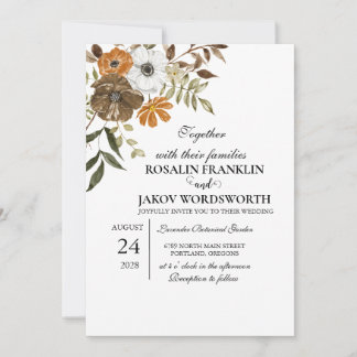 Boho Blush Floral Wedding Invitation 招待状