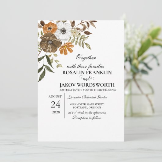 Boho Blush Floral Wedding Invitation 招待状 (スタンド正面)