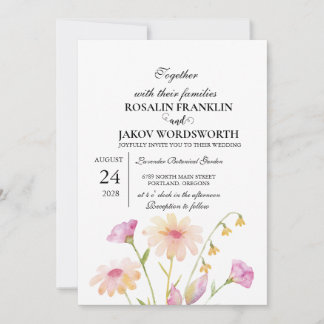 Boho Blush Floral Wedding Invitation 招待状