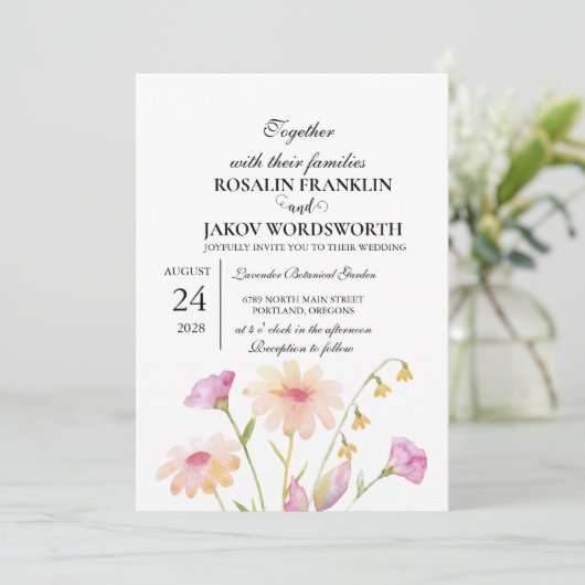 Boho Blush Floral Wedding Invitation 招待状 (スタンド正面)