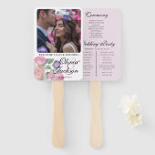 Boho Blush Floral Wedding Program Hand Fan ハンドファン (正面&裏面)