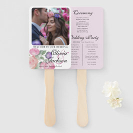 Boho Blush Floral Wedding Program Hand Fan ハンドファン