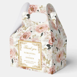 Boho blush ivory gold floral wedding favor box フェイバーボックス
