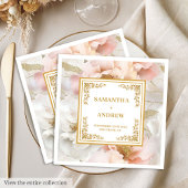 Boho blush ivory gold floral wedding paper napkins