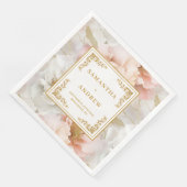 Boho blush ivory gold floral wedding paper napkins (コーナー)