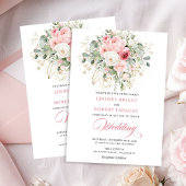 Boho Blush Peonies Greenery Gold Wedding Invites 招待状