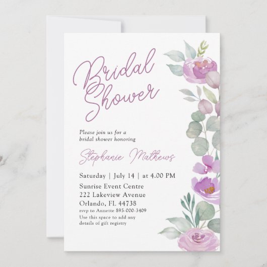 Boho Blush Pink Floral Bridal Shower 招待状 (正面)