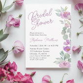 Boho Blush Pink Floral Bridal Shower 招待状