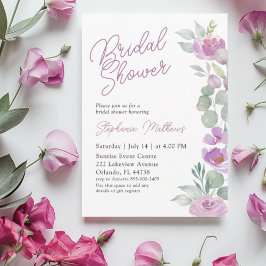 Boho Blush Pink Floral Bridal Shower 招待状