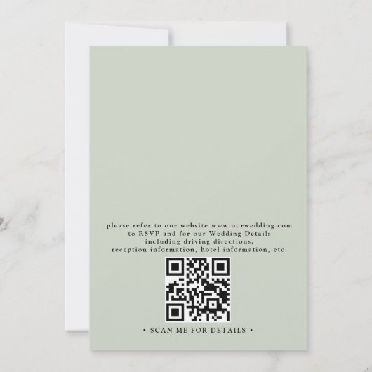 Boho Blush Pink Floral Greenery QR Code Wedding 招待状 (裏面)