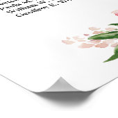 Boho blush pink floral wedding seating chart sign ポスター (角)