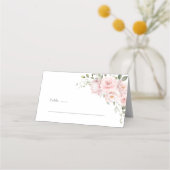 Boho Blush Pink Rose Floral Wedding Place Card プレイスカード (正面)