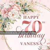 Boho Blush Pink Watercolor Pillow 70th Birthday  クッション