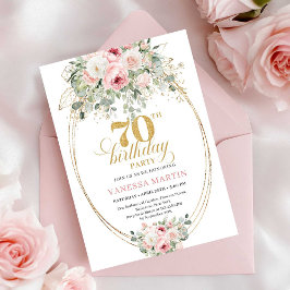 Boho Blush Roses 70th Birthday Invitation 招待状