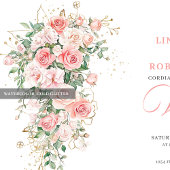 Boho Blush Roses Greenery Gold Wedding Invitation 招待状