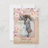 Boho Blush Terracotta Arch Photo Monogram Wedding  サンキューカード (正面)