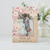 Boho Blush Terracotta Arch Photo Monogram Wedding  サンキューカード (スタンド正面)