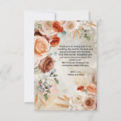 Boho Blush Terracotta Cream Floral Wedding  サンキューカード (裏面)