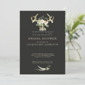 Boho Bohemian Deer Antler Floral Bridal Shower 招待状 (スタンド正面)