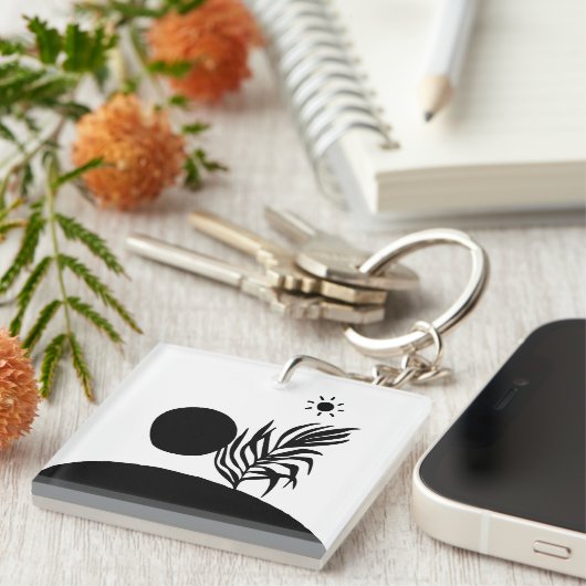 boho bohemian floral sun moon キーホルダー (正面右)